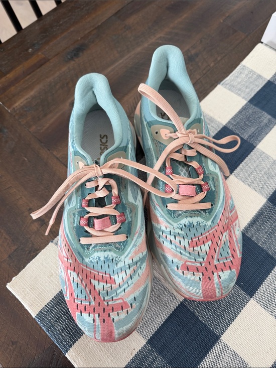 Asics Shoes - Asics Women's Light Aqua and Coral Lace-Up Running Sneakers